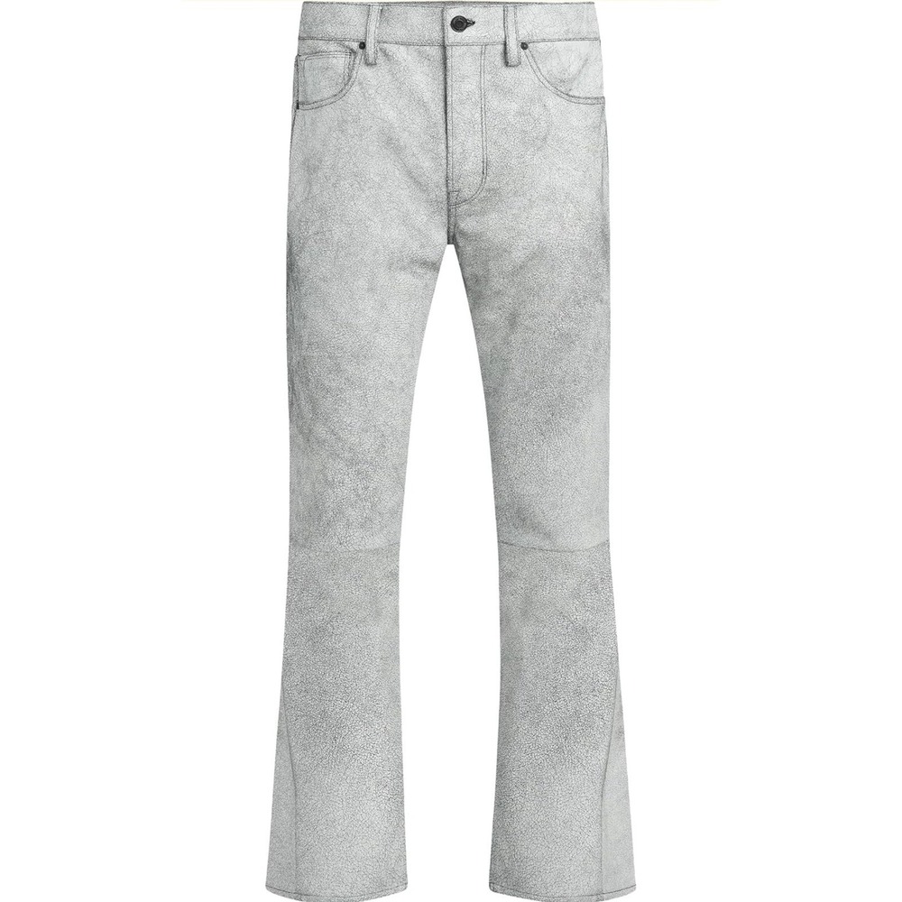 Hudson Jeans Mens Walker Kick Flare Pants Cracked White Textured Denim 38 NEW